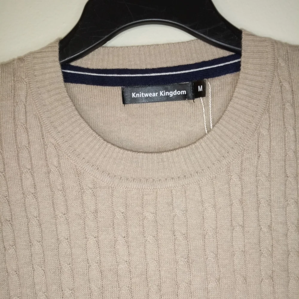 knitwear kingdom Khaki crewneck cable-knit long sleeve Sweater